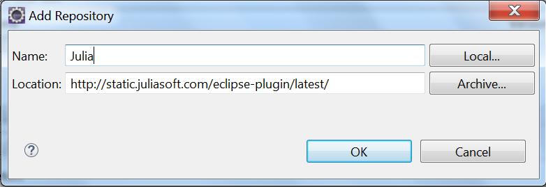 The Eclipse plugin allows a user to (i) set up the URL of the Julia Server and her creden als, (ii) select the op ons of the analysis and run