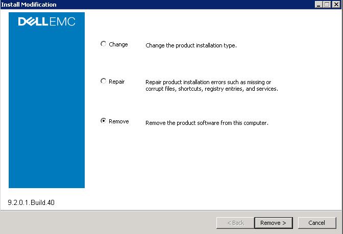 The following figure shows the Installation Modification window. Figure 13 Installation Modification c.