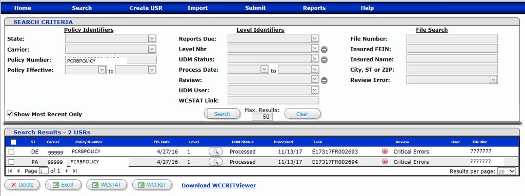 Page 12 5. Export USR Transactions a.) b.) c.) Excel To export the search results to Excel select the Excel button.
