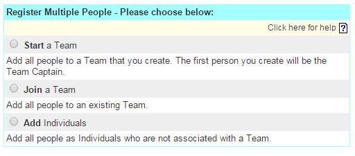 Register Multiple People To register multiple people as part of a single transaction, select the Register Multiple People button.