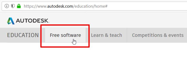Jika log in berjaya, anda akan dibawa kembali ke laman utama Autodesk Education Community. 4. Klik di bahagian Free software.