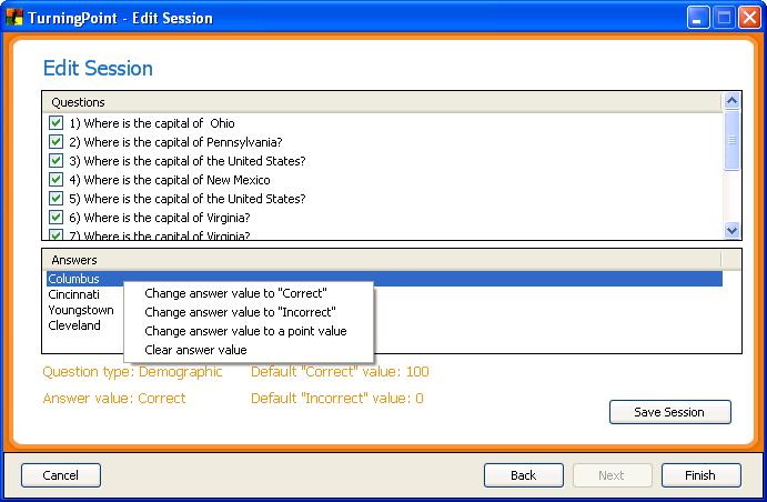 6 If you would like to change the question type or value, right-click on the question and select the desired option from the contextual menu that appears.