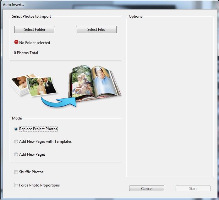 4.1.4 Auto Inserting of photos Go to File - Auto Insert.