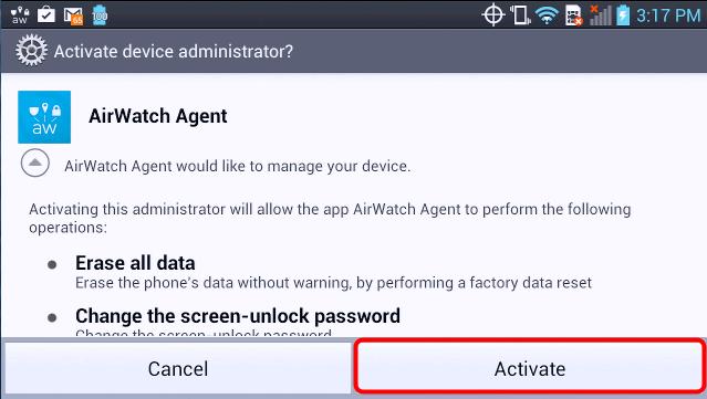 Activate Device Administrator on Android You should now see the "Activate device administrator" screen
