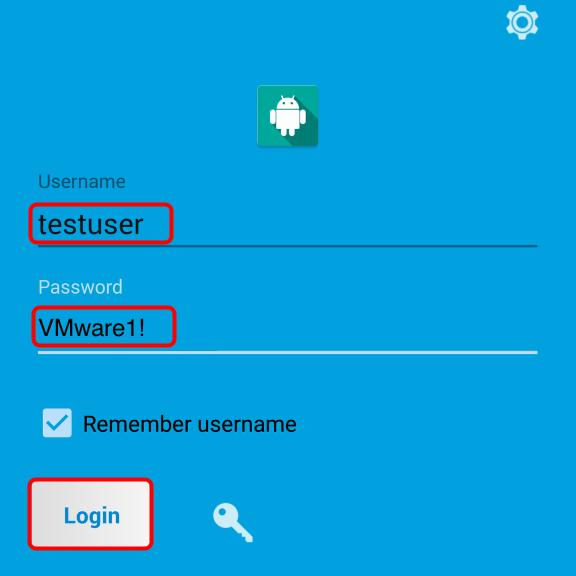 Enter Basic User Credentials (If Necessary) If prompted, enter the Username and Password for the AirWatch Basic User account: 1. Enter "testuser" for the Username. 2. Enter "VMware1!