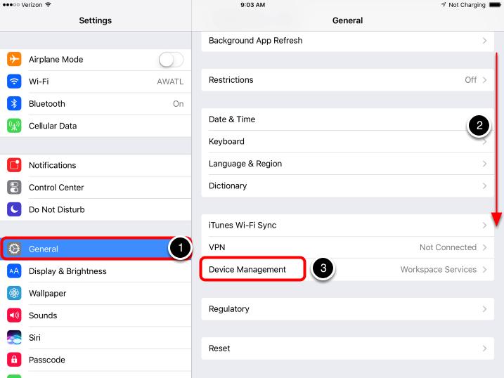 Force the Wipe - IF NECESSARY If your device did not wipe, follow these instructions to ensure the wipe is forced immediately. Start by opening the ios Settings app.