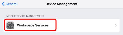 Force the Wipe - IF NECESSARY Tap the Workspace Services profile that was pushed to the device. Force the Wipe - IF NECESSARY 1.