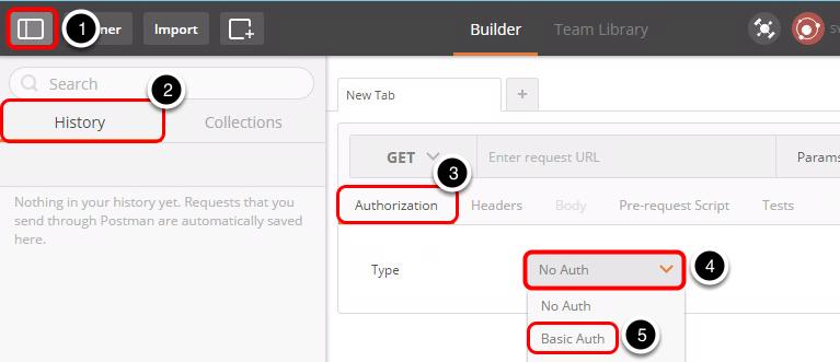 5. Select Basic Auth. Enter The Credentials 1.