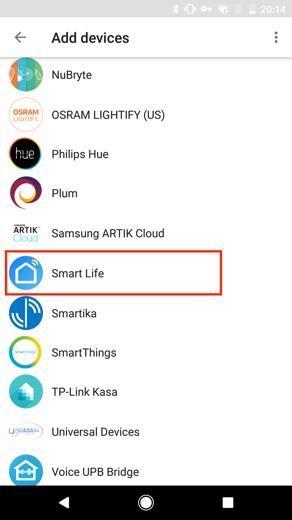 Find "Smart Life" in the list. In the new window, select your country from the drop down.