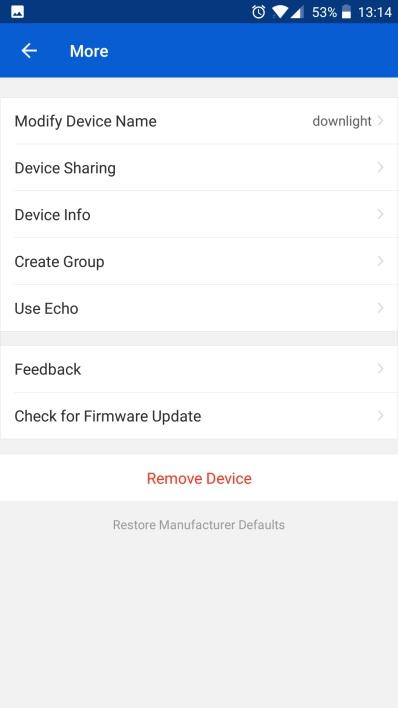 Open the Kine c Switch App and select the device you want to rename. 2. You will see the screen below. Select the 3 dots on the top right to access se ngs. 3.Select Modify Device Name.