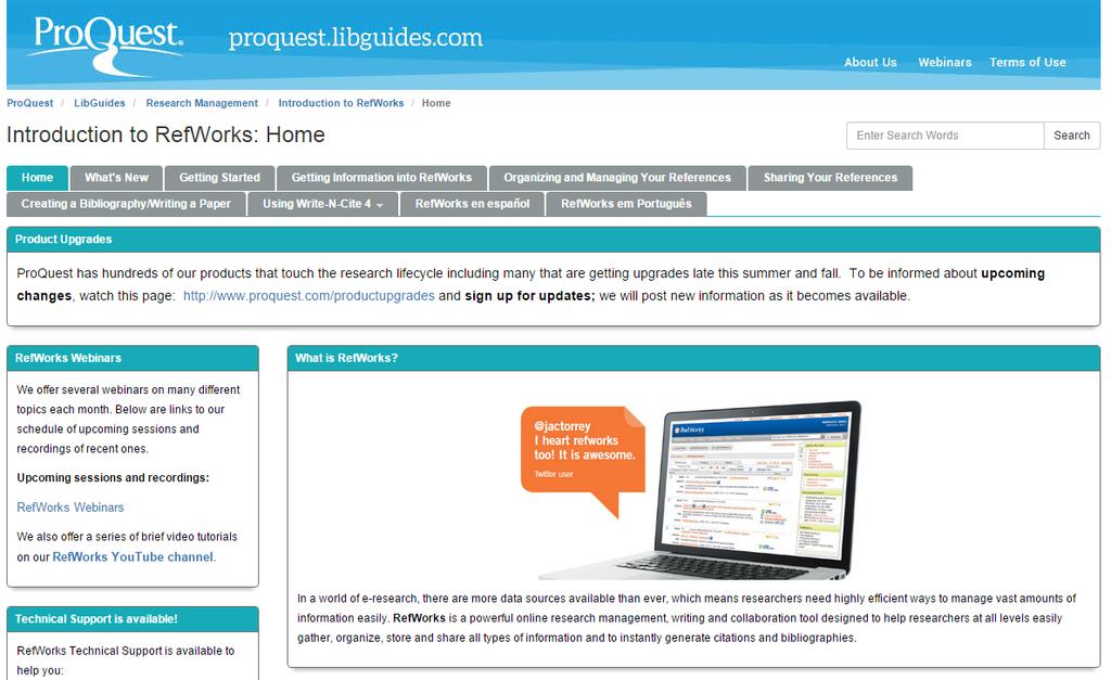 7. LibGuides for RefWorks ProQuest LibGuides: