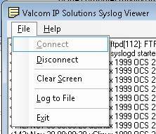 Log to File opens a standard file Dialog Box to input a file name in which to store the messages. The messages are stored as plain text.