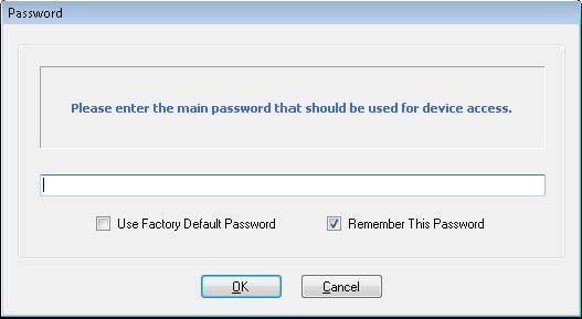 The current password for a device must be entered before a change can be made. Enter the password in the Current Password field.