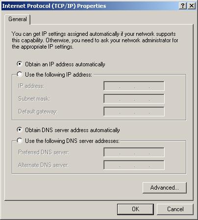 Figure 12 Step 6: Choose Obtain an IP address automatically and Obtain DNS Server address automatically, and then press OK to close the