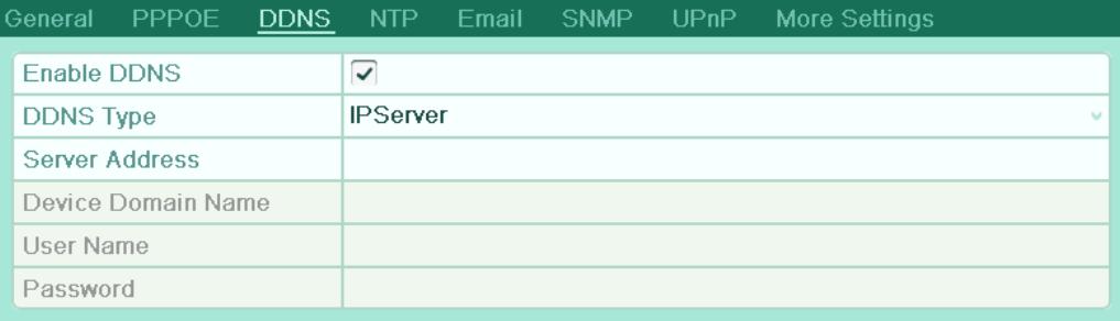 Figure 9. 3 IPServer Settings Interface DynDNS: 1) Enter Server Address for DynDNS (i.e. members.dyndns.org).