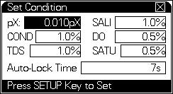 2 Operation To set a Condition In Auto-Lock mode (only), Set Condition is used to set the termination conditions for the measured parameters.
