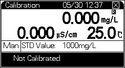 Operation 2 4 Press [Mode] and use directional arrow keys to select TDS Measuring mode. 5 Press [Calibrate] and select TDS Factor. Press [Enter] to enter Calibration mode as shown in Figure 46.