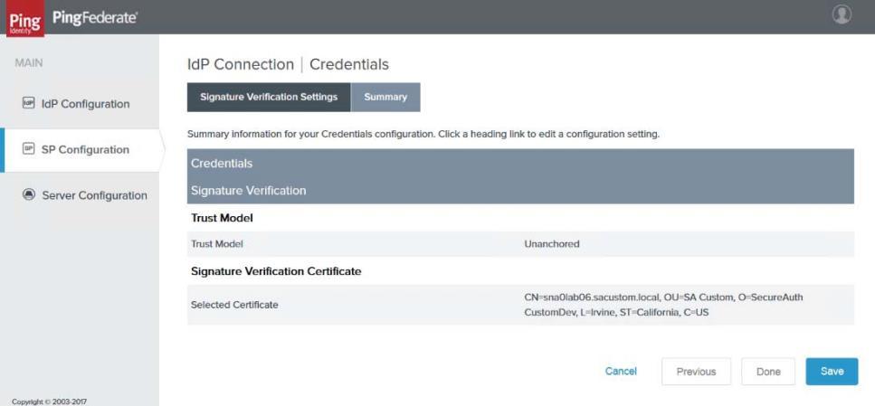 The Signature Verification Settings page reappears like Figure 29. FIGURE 29. Signature Verification Settings Page 2 30. Click Next.