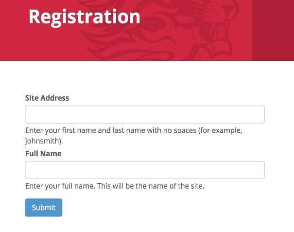 After logging in for the first time, you will be taken to a registration page.