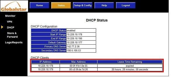 Figure 4.2.1 DHCP Configuration DHCP status Provides information on whether DHCP is enabled or disabled. DHCP currently is always enabled and cannot be disabled by the operator.