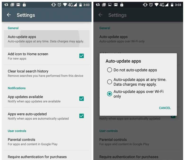 Disable auto-updating apps If you have the Play Store set to auto-update apps, even over a data connection, this could consuming your data allowance every month without you even being aware.