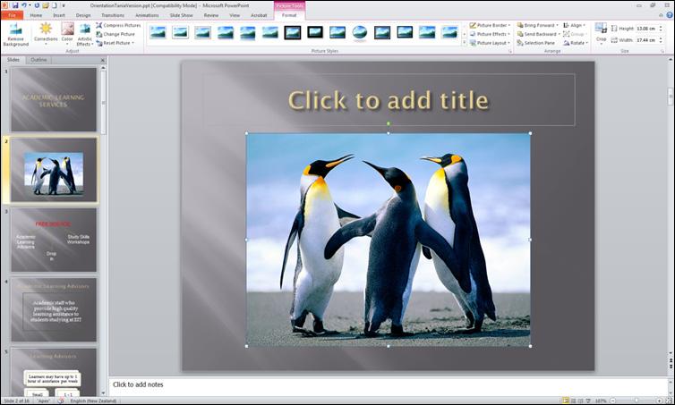 LIBRARY AND LEARNING SERVICES POWERPOINT - INSERTING A