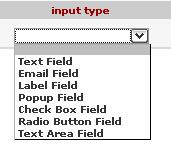 Form creation steps: Input type - Choose the appropriate form element - edit box, check box, etc. "Label" input type lets you write any desired plain text on the form page.