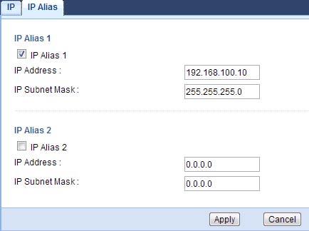 Chapter 9 LAN Click Configuration > LAN IP Alias. Figure 42 Configuration > Network > LAN > IP Alias The following table describes the labels in this screen.