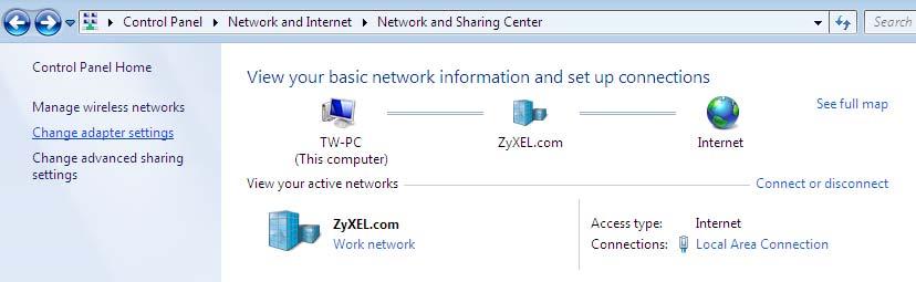 and tasks under the Network and Internet category.