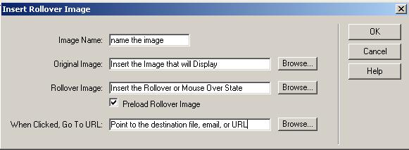 Rollover Images A Rollover image consists of two states, a display state and a rollover state. The display state is how the image appears when the user visits the web page.