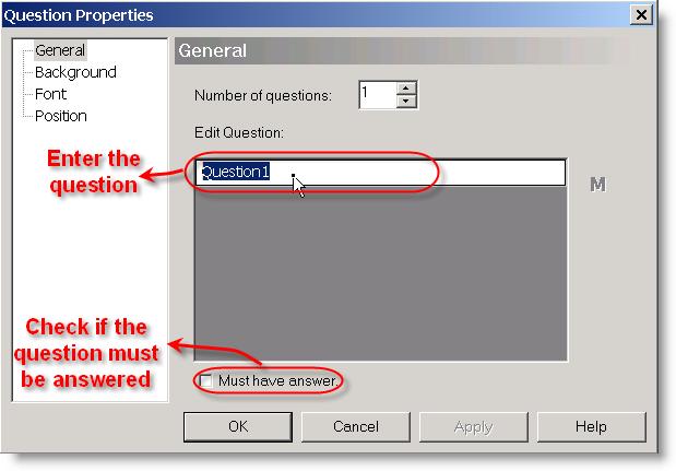 Select the desired number of questions and edit the question text in the Edit Question view.