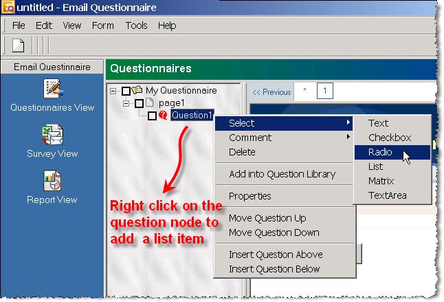 You can adjust the layout of questions by selecting Next To Previous on the Position page in the Question Properties dialog box.