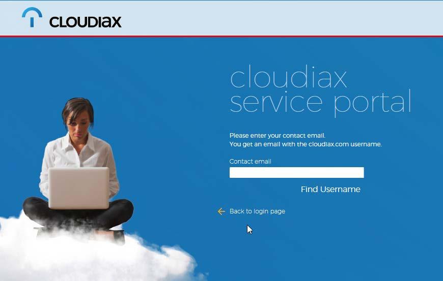 Go to https://portal.cloudiax.com click the link Username forgotten?