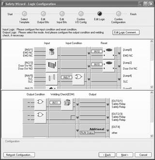 Descriptions of Logic Commands Section 6-4 6-4-6 Safety Output Evaluation Make the output mode (logic and additional outputs) and output delay settings.