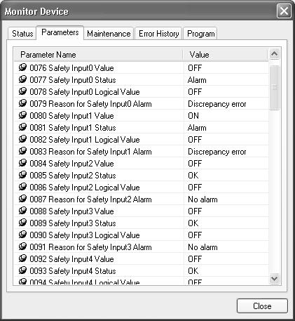 Monitoring Devices Section 9-1 2. Click the Parameters Tab in the Monitor Device Window.