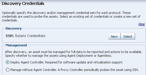In the Management section of the Discovery Credentials page, select