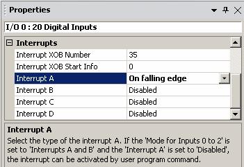 3.1.1.5 Interrupts a) Input Mode Select Mode for Inputs 0 to 2 as Interrupts A and B (0,1)... and Mode for Inputs 3 to 5 as Interrupts C and D (3,4).