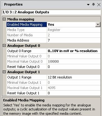 3.1.4 Analogue outputs properties On the analogue outputs of the PCD3 Compact PC module can be mapped in registers.