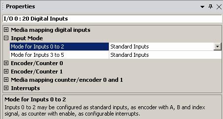 3.1.1 Digital inputs properties 3.1.1.1 General All first 6 inputs (0 to 5) can be used either as: standard inputs or (chap. 3.1.1.2) up to 2 counters with enable input and 2 standard inputs or (chap.