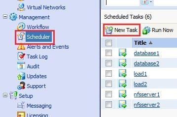 Lập lịch sao lưu định kỳ 1. Trong PVA, di chuyển đến mục Management Scheduler nhất nút New Task 2.