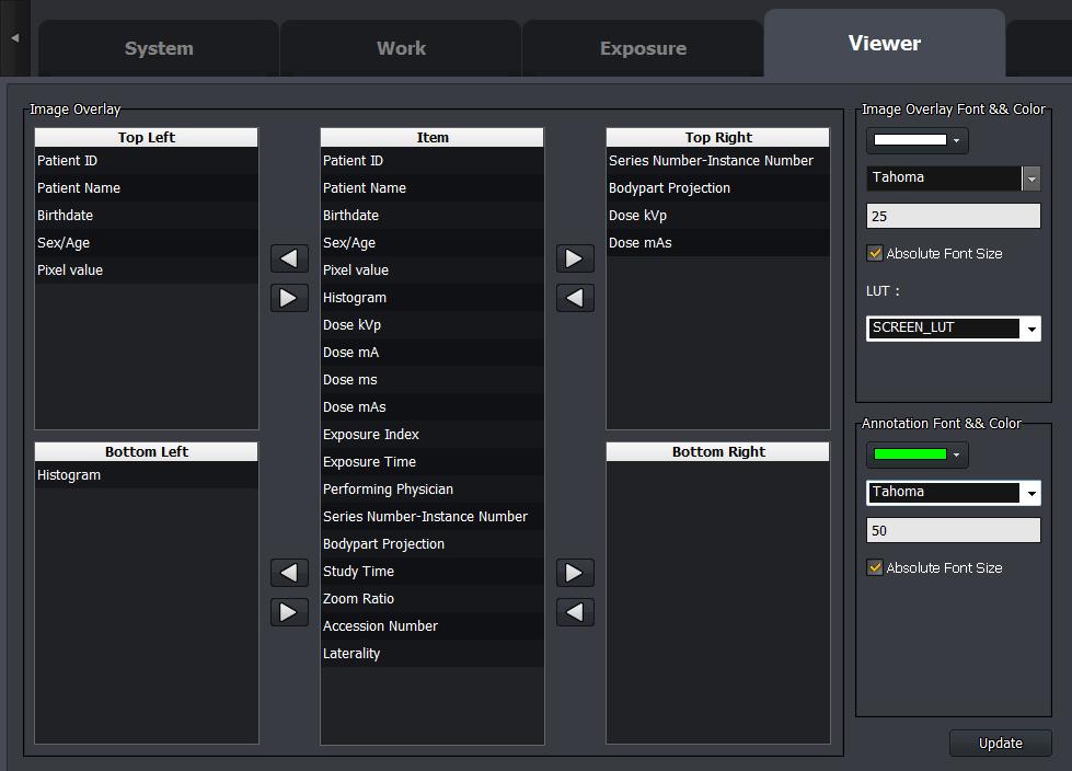 8.4 Viewer Settings Figure 8.7 Viewer Settings Configure the list of overlay to be displayed on the image viewer.