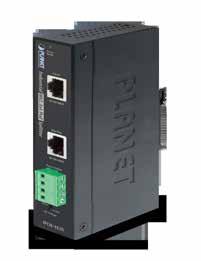 Industrial IEEE 802.3at Gigabit High over Ethernet Splitter Interface 2-port RJ-45 interfaces 1-port + input 1-port output 2 out (4-pin Terminal Block) over Ethernet Splitter Complies with IEEE 802.
