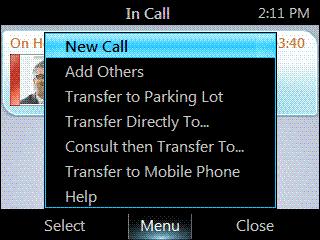 Make a new call, and put the active call on hold 1. From the In Call screen, select Menu, and then select New Call.