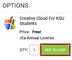 You will be taken to the Creative Cloud for KSU Students Only page.