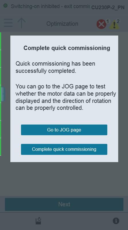settings can be tested with the JOG Page