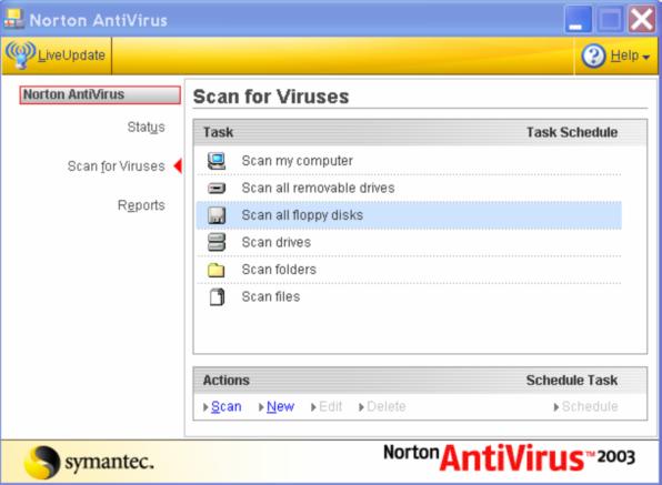 Exercise 6 Scan a drive for viruses Open your virus checking programme Select to scan the [C] drive only for viruses (deselect the other drives) The scan may take quite a while depending