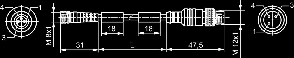 [Port 1] [Port 2] [m] [kg] Socket, M8, 3-pin Plug, M12, 3-pin IP 68 3 2 0.065 8946203462 Socket, M12, 3-pin Socket, M8, 3-pin IP 68 3 5 0.