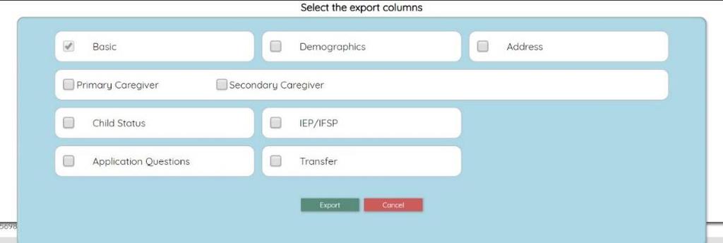 To add additional information check off the items you want included in this spreadsheet This advanced export defaults