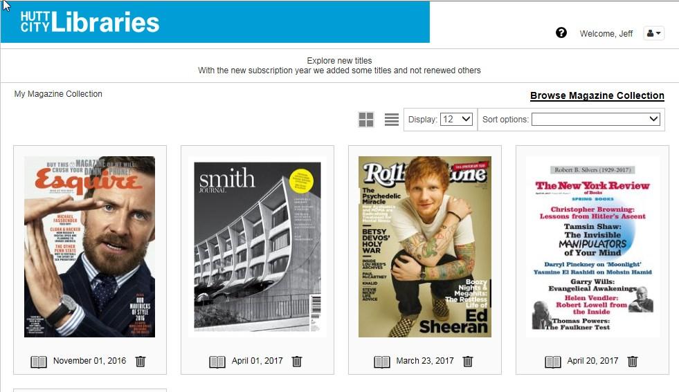 When you have logged in your account name displays Click My Collection to view magazines you