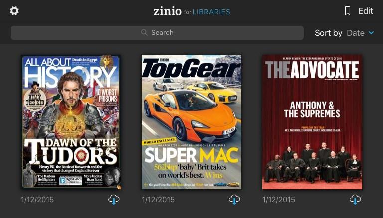 Install and open the Zinio for Libraries app from the relevant app store.